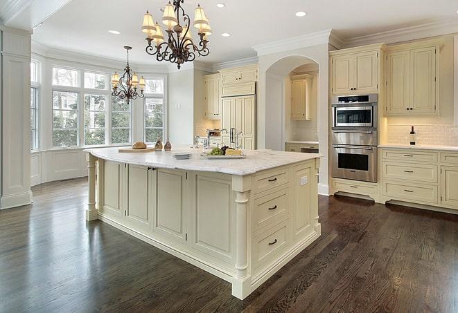 a professional installation of laminate floors in a home in Bath, OH